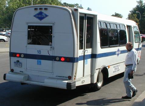 Martin's Gray Line bus - note the Handicapped decals